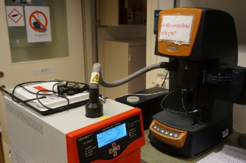 The Pfeiffer Omnistar GSD 320 mass spectrometer coupled to the TA Instruments Discovery TG.